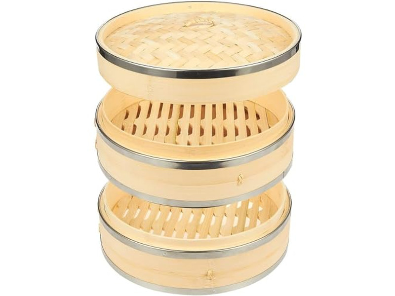 Cestello per Cottura a Vapore in Bambù a 2 Strati per Fabbrica