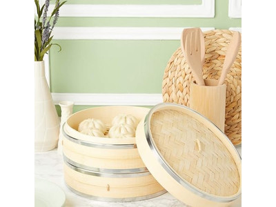 Cestello per Cottura a Vapore in Bambù a 2 Strati per Fabbrica