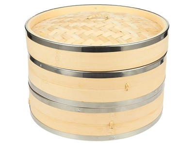 Cestello per Cottura a Vapore in Bambù a 2 Strati per Fabbrica