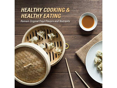 Cestello per Cottura a Vapore in Bambù a 3 Strati per Cucina