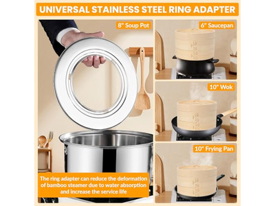 Cestello a Vapore in Bambù per Alimenti con Silicone