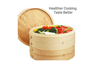 Pentola a Vapore per Alimenti Cestello per Cottura a Vapore in Bambù