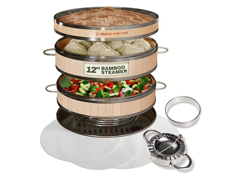 Vaporizzatori per Cottura su Fornello Cestello per Cottura a Vapore in Bambù