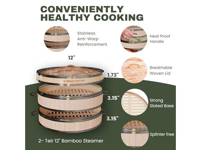 Vaporizzatori per Cottura su Fornello Cestello per Cottura a Vapore in Bambù