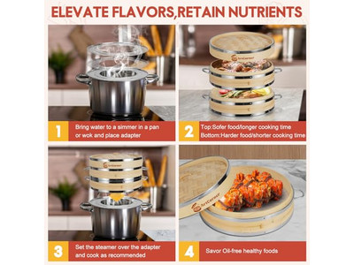 Cestello per Cottura a Vapore in Bambù Stremaer Bomboo