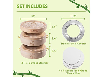 Cestello per Cottura a Vapore in Bambù Pieghevole da 10 Pollici