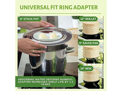 Cestello per Cottura a Vapore in Bambù Pieghevole da 10 Pollici