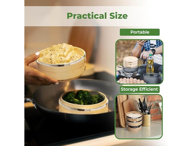 Cestello per Cottura a Vapore in Bambù per Frutti di Mare e Dim Sum