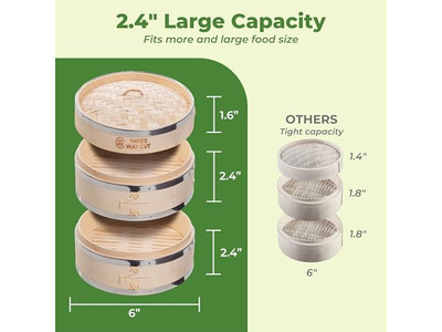 Cestello per Cottura a Vapore in Bambù per Frutti di Mare e Dim Sum