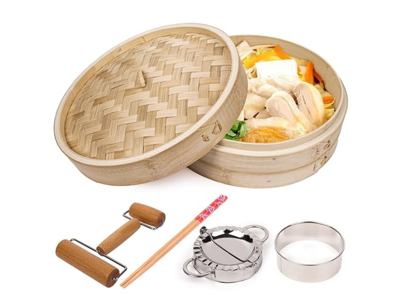 Vaporizzatore Dim Sum Bambù 10 Cestello per Cottura a Vapore in Bambù