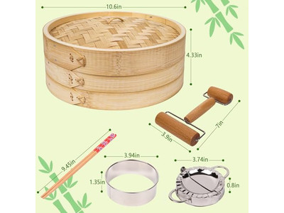 Vaporizzatore Dim Sum Bambù 10 Cestello per Cottura a Vapore in Bambù