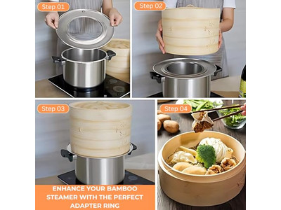 Set in Legno per Panini e Cibo 8 Ravioli Cestello per Cottura a Vapore in Bambù