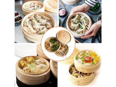 Set in Legno per Panini e Cibo 8 Ravioli Cestello per Cottura a Vapore in Bambù