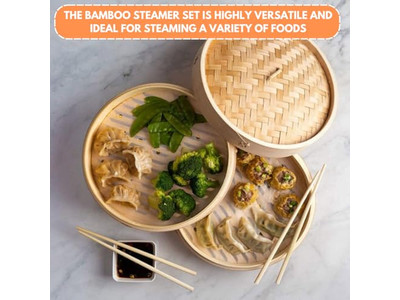 Set in Legno per Panini e Cibo 8 Ravioli Cestello per Cottura a Vapore in Bambù